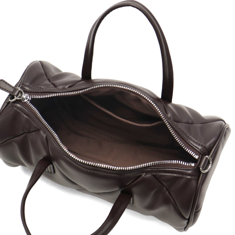 ヤーキ ボストンバッグ レディース かわいい 軽量 キルティング YAHKI バッグ ショルダーバッグ ブランド 小さめ ミニショルダー おしゃれ シンプル ロゴ ロール型 合皮 2WAY FAKE CROSSBODY BAG YH-746