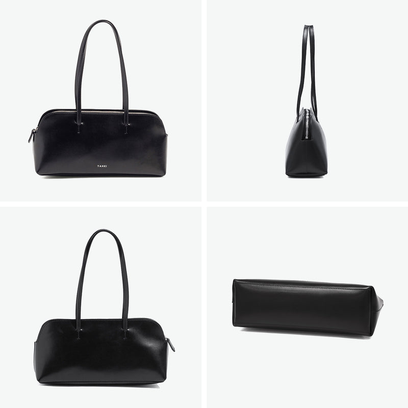ヤーキ ハンドバッグ レディース YAHKI バッグ 軽量 小さめ コンパクト 革 レザー 肩掛け 手持ち ブランド 大人 上品 おしゃれ かわいい シンプル ボストン型 横長 横型 SOFT W FACE SHOULDER BAG YH-752