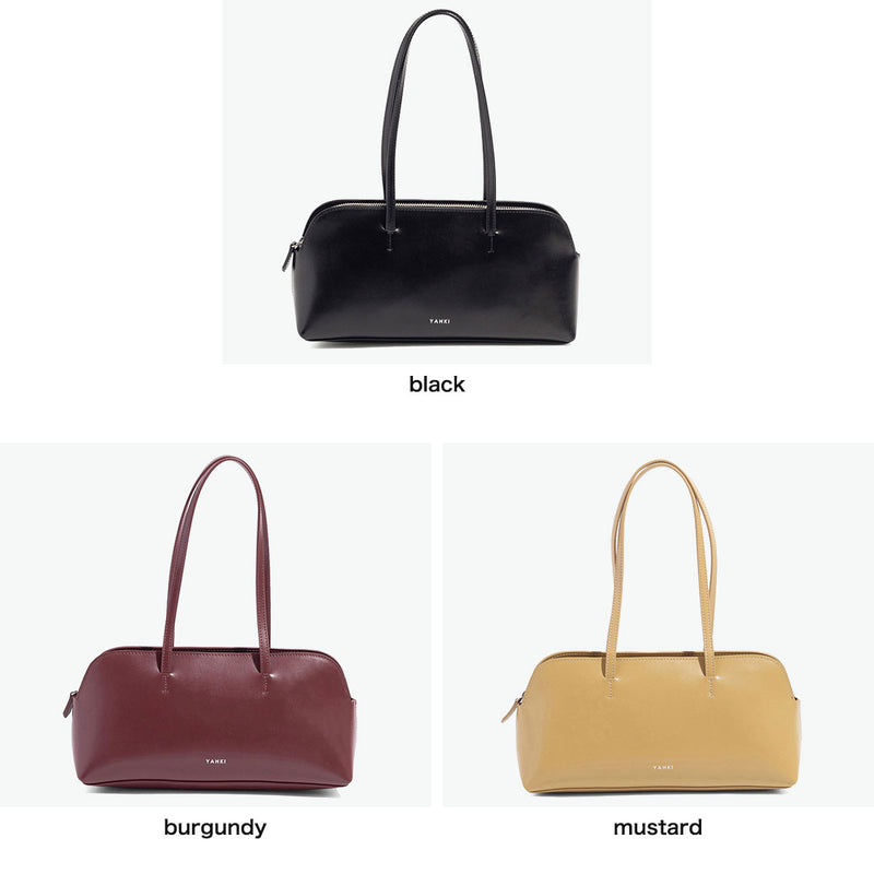 ヤーキ ハンドバッグ レディース YAHKI バッグ 軽量 小さめ コンパクト 革 レザー 肩掛け 手持ち ブランド 大人 上品 おしゃれ かわいい シンプル ボストン型 横長 横型 SOFT W FACE SHOULDER BAG YH-752
