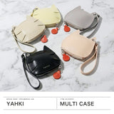 ヤーキ ポーチ レディース マルチケース 小さめ YAHKI ブランド おしゃれ 女性 ミニポーチ ストラップ付 革 ネコ型 ネコ 猫 かわいい レザー 床革 コインケース 小銭入れ 小物 可愛い SMOOTH MULTI CASE YH-678C