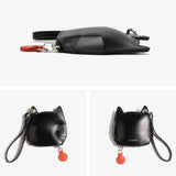 ヤーキ ポーチ レディース マルチケース 小さめ YAHKI ブランド おしゃれ 女性 ミニポーチ ストラップ付 革 ネコ型 ネコ 猫 かわいい レザー 床革 コインケース 小銭入れ 小物 可愛い SMOOTH MULTI CASE YH-678C