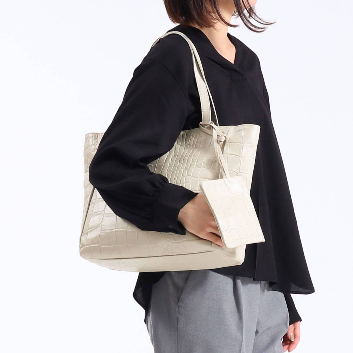 frank】クロコ型押し ボストンバッグ トートバッグ ジムバッグ