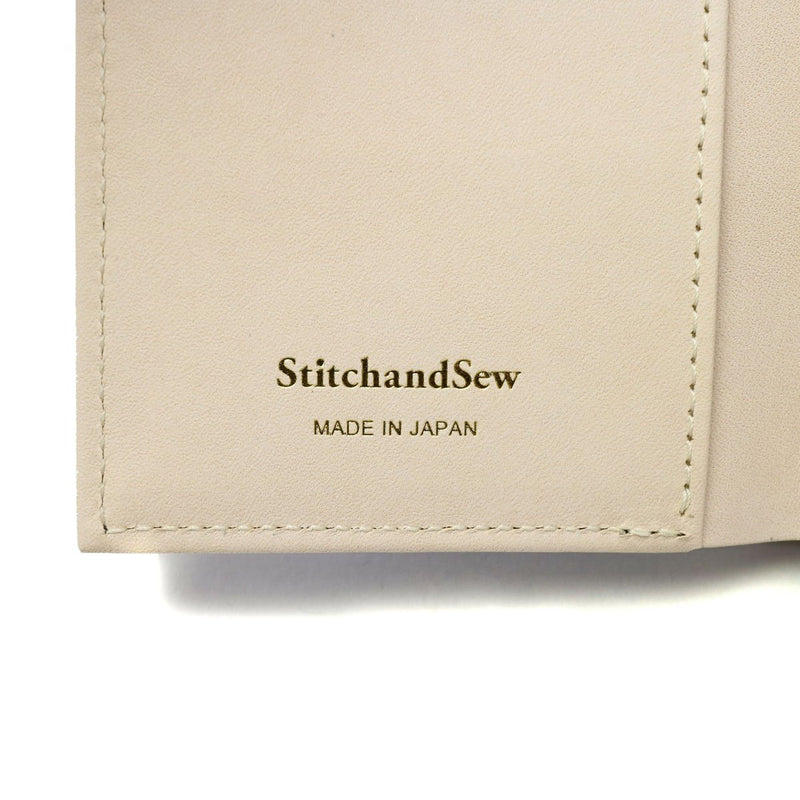 縫線和鋸錢包StitchandSew三折錢包Compact迷你錢包女士皮革真皮縫線和鋸CP101