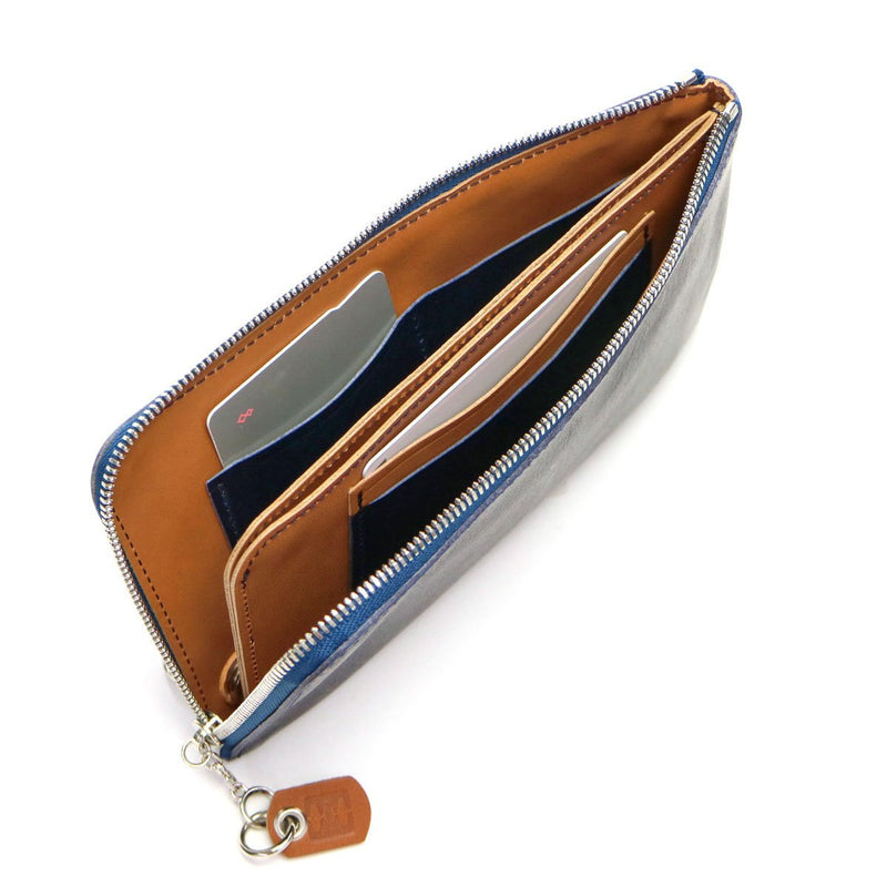 Clamp wallet CRAMP L-shaped zipper long wallet Italian Shrink Leather Genuine leather Leather Middle wallet Men's Ladies Ikenohata silver leather store Cr-152