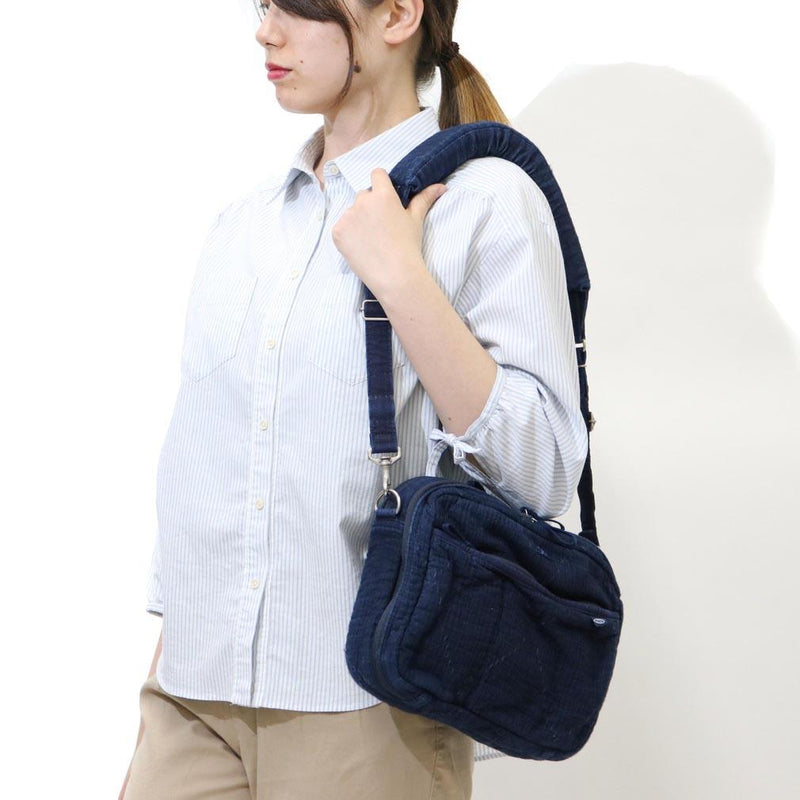 波特經典單肩包波特經典muatsu NEWTON SASHIKO SHOULDER BAG Muatsu Newton肩包對角2層男士女士迷你單肩Sashiko日本製造PC-050-958
