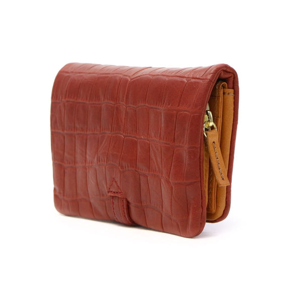 CLEDRAN wallet, two wallets, ADORE adre, crocodile, red, ledith, leather, leather, leather, leathery, S-6218.